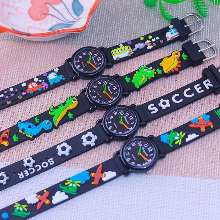 Soft Silicone Strap Cute Cartoon Cars and Bus Watch for Kids