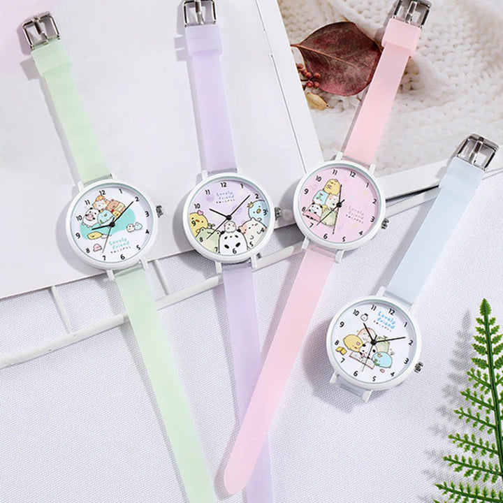 Cute Cartoon Friends Dial with Luminous Silicone Strap Quartz Watches