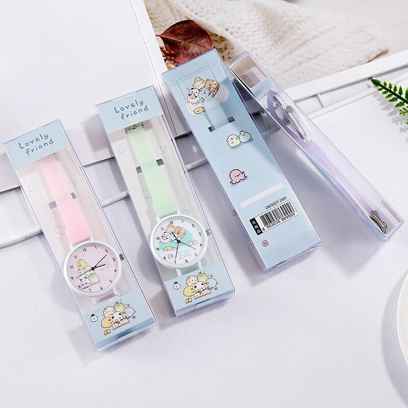 Cute Cartoon Friends Dial with Luminous Silicone Strap Quartz Watches