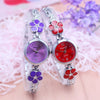 Stainless Steel Multi-color Dainty Flower Bracelet Quartz Watches
