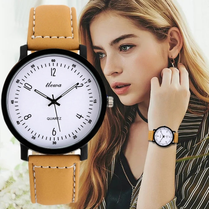 Exquisite Women's Frosted Genuine Leather Strap Quartz Watches