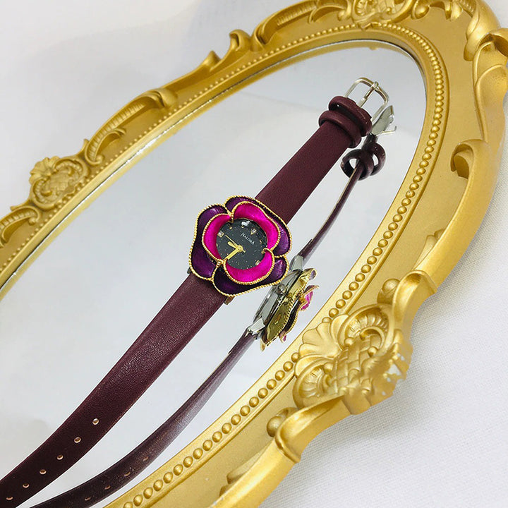 Beautiful Flower Shape Dial with Vegan Leather Strap Quartz Watches