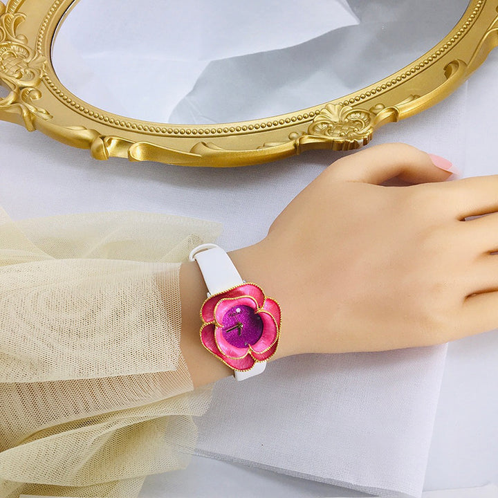 Beautiful Flower Shape Dial with Vegan Leather Strap Quartz Watches