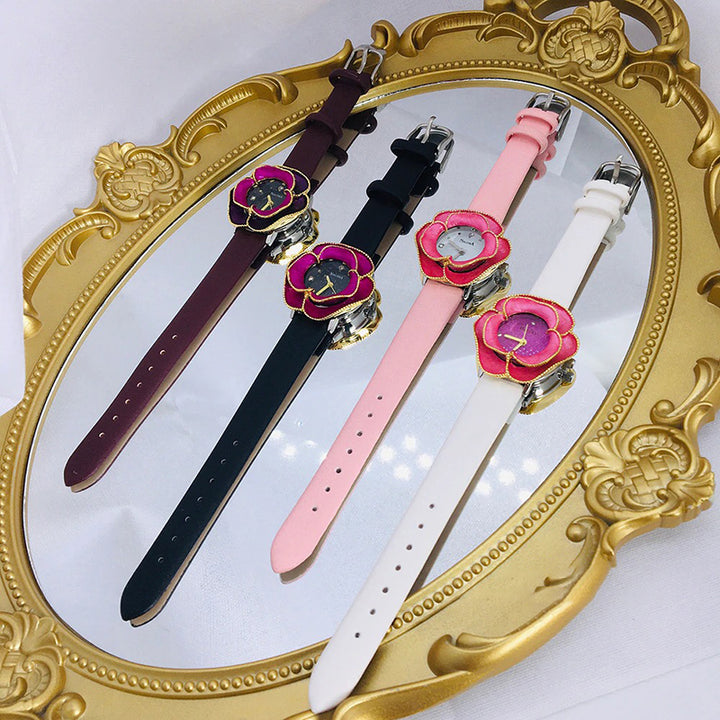 Beautiful Flower Shape Dial with Vegan Leather Strap Quartz Watches