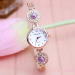 Women's Lustrous Rhinestone and Pearl Bejeweled Bracelet Quartz Watches