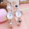 Women's Lustrous Rhinestone and Pearl Bejeweled Bracelet Quartz Watches