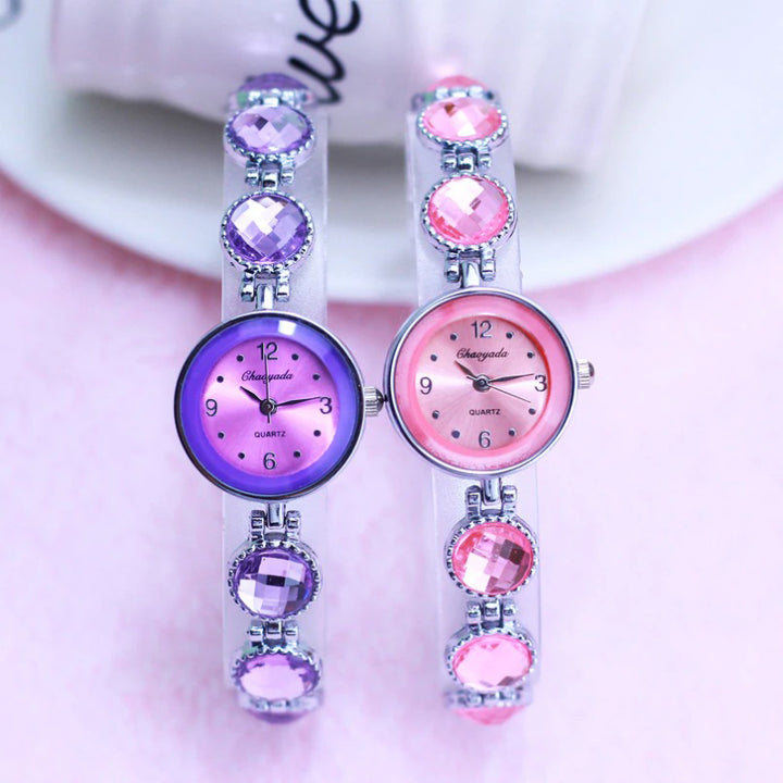 Luxurious Rhinestone Accented Fashion Bracelet Quartz Watches