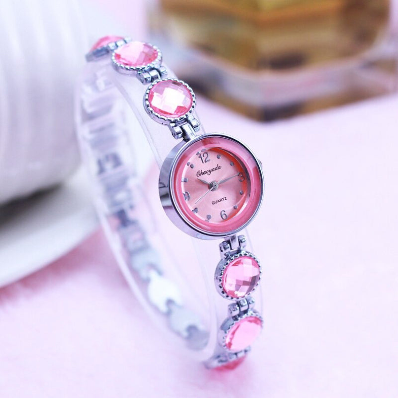 Luxurious Rhinestone Accented Fashion Bracelet Quartz Watches