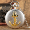 Antique 3D Ship's Nautical Anchor Pattern Quartz Pocket Watches