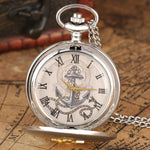 Antique 3D Ship's Nautical Anchor Pattern Quartz Pocket Watches