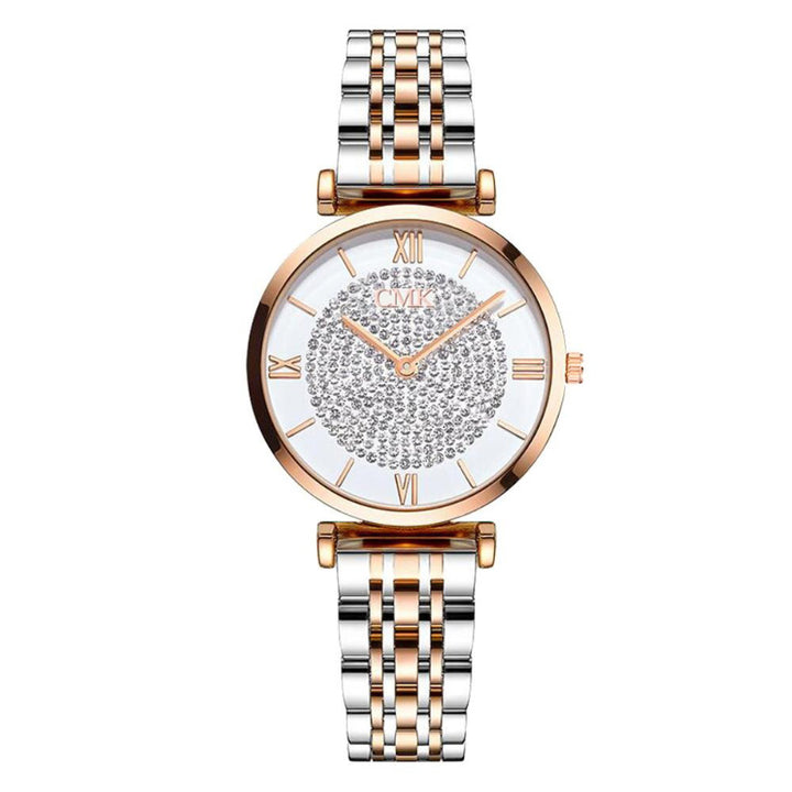 Intricate Rhinestone Studded Roman Numeral Dial Quartz Watches