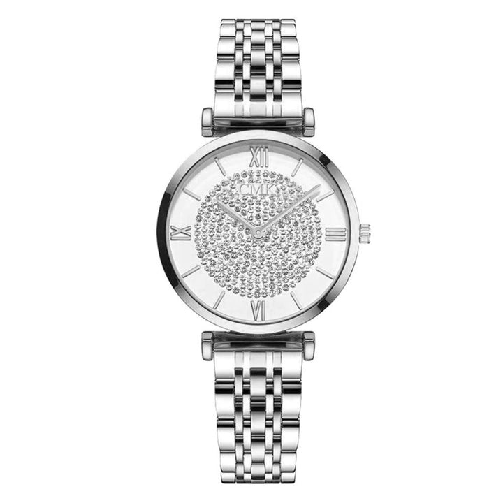 Intricate Rhinestone Studded Roman Numeral Dial Quartz Watches