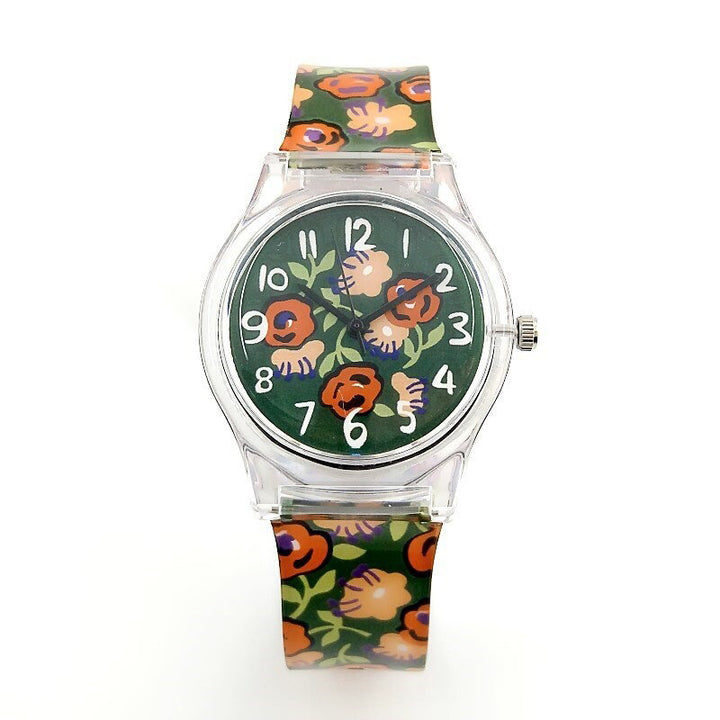 Colorful Retro Flower Style with Silicone Strap Quartz Watches
