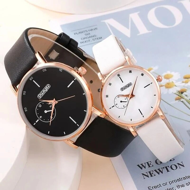 4pcs Minimalist Couple's Watch with Magnetic Bracelets Set