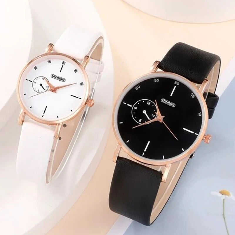 4pcs Minimalist Couple's Watch with Magnetic Bracelets Set