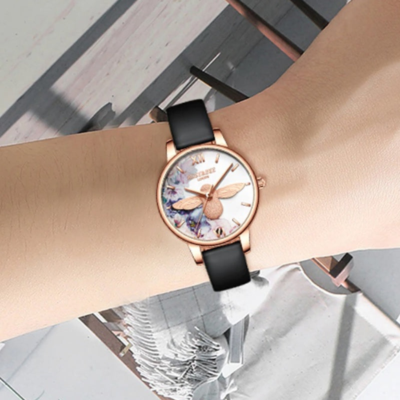 Romantic and Sweet Style Floral and Bee Dial Quartz Watches