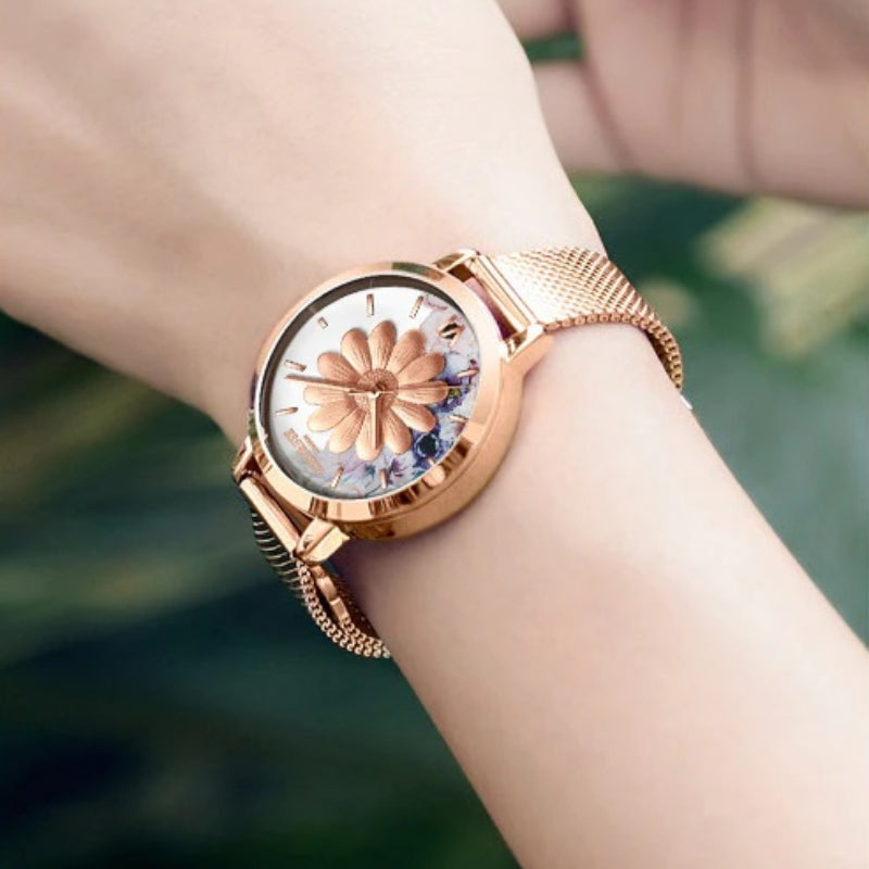 Romantic and Sweet Style Floral and Bee Dial Quartz Watches