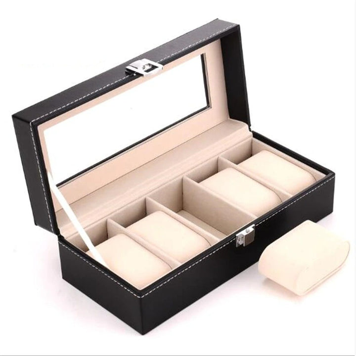 Multi-Grid Vegan Leather Wrist Watch Storage Box Organizer