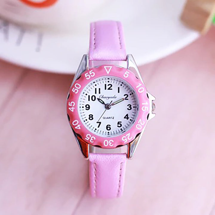 Fun Bright-Colored Vegan Leather Strap Quartz Watches for Kids