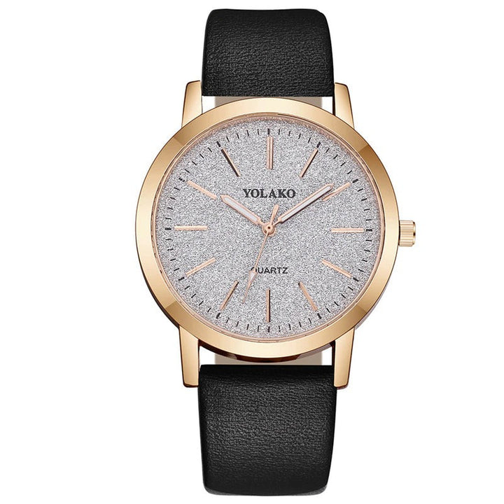 Brilliant Starry Sky Round Simple Dial with Vegan Leather Band Quartz Watches