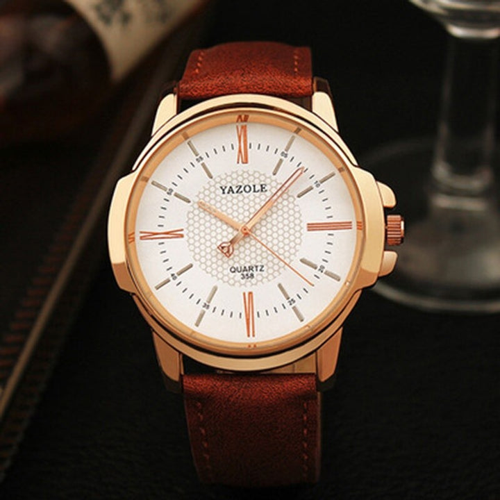 Business and Leisure Fashion Quartz Watches with Tough Vegan Leather Strap