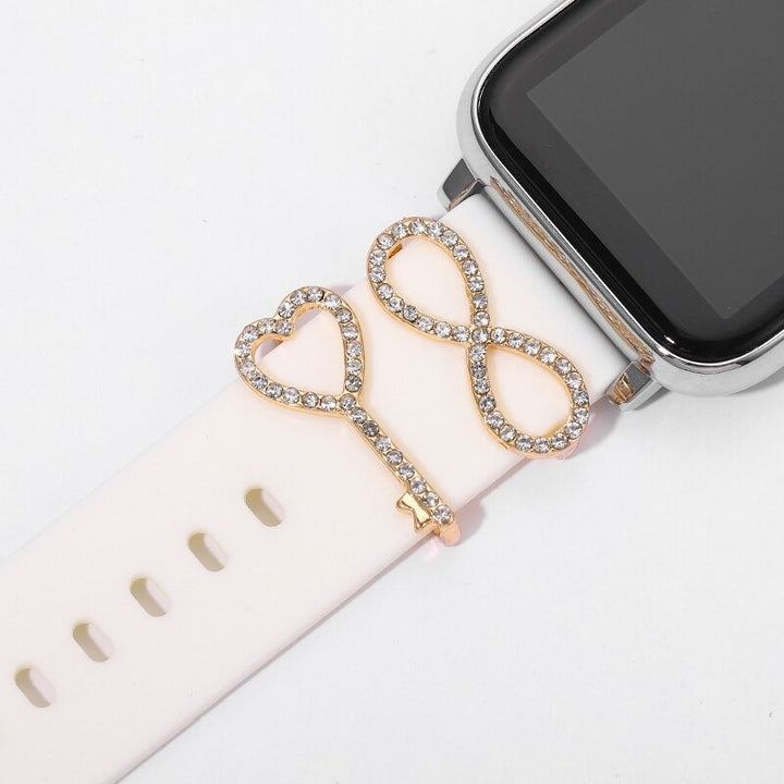 Sparkling Rhinestone Studded Key Heart Infinity Smart Watch Band Charms
