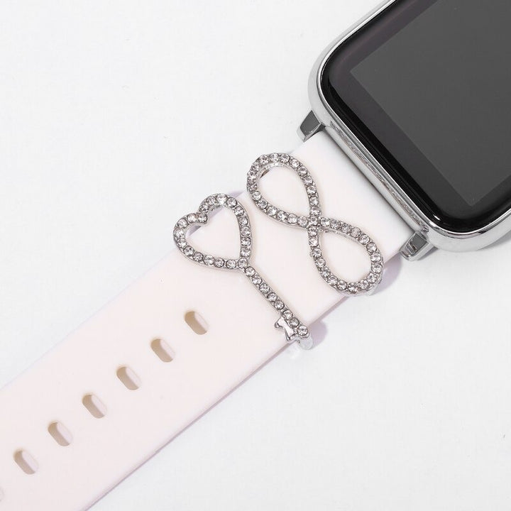 Sparkling Rhinestone Studded Key Heart Infinity Smart Watch Band Charms