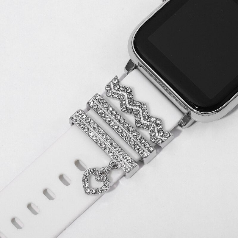 Sparkling Rhinestone Studded Key Heart Infinity Smart Watch Band Charms