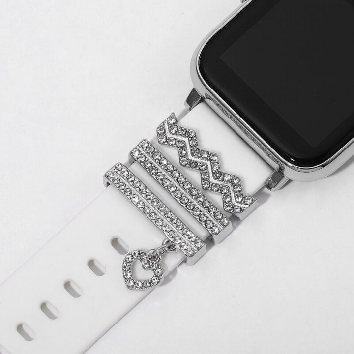 Sparkling Rhinestone Studded Key Heart Infinity Smart Watch Band Charms