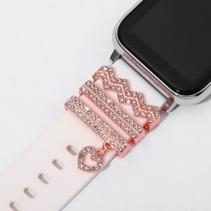 Sparkling Rhinestone Studded Key Heart Infinity Smart Watch Band Charms