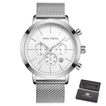 Water-resistant Thin Mesh Strap Minimalist Chronograph Quartz Watch