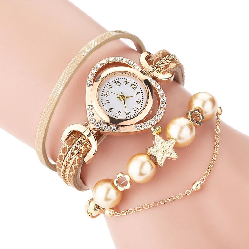 Multi-layer Love Heart Summer Fashion Bracelet Quartz Watches