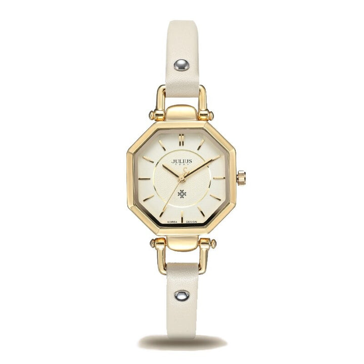 High-class Octagonal Case Women's Quartz Watches with Vegan Leather Watchband