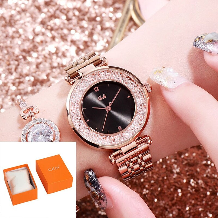 Lavish Rhinestone Emblazed in Stainless Steel Quartz Watches