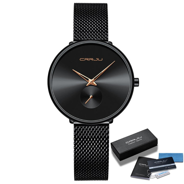 Women's Casual Minimalist Slim Mesh Belt Waterproof Quartz Watches