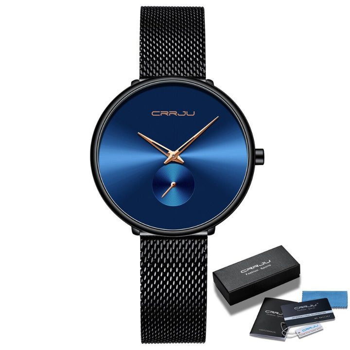 Women's Casual Minimalist Slim Mesh Belt Waterproof Quartz Watches