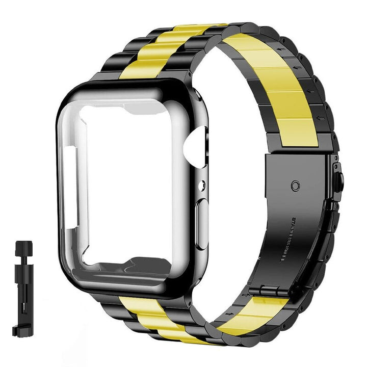 Case and Stainless Steel Strap Replacement Set for Apple Watches