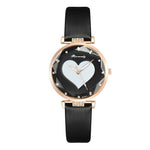 Romantic Love Heart Dial with Genuine Leather Strap Quartz Watches