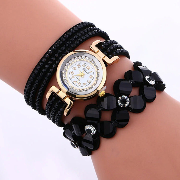 Fashionable Multi-layer Rhinestone Flower Bracelet Quartz Watches