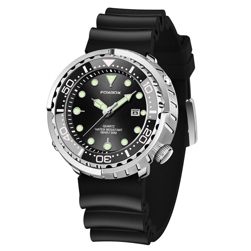 Rotating Bezel Waterproof Watch with Luminous Hands and Indicators