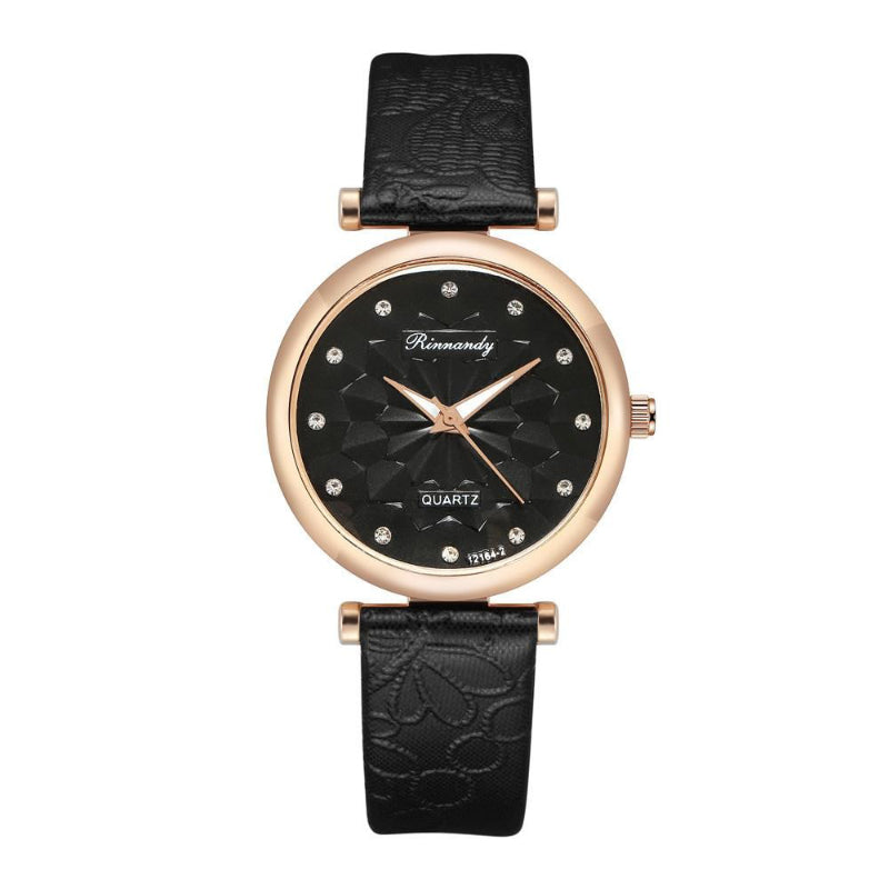 Casual Geometric Floral Design Dial Quartz Watch