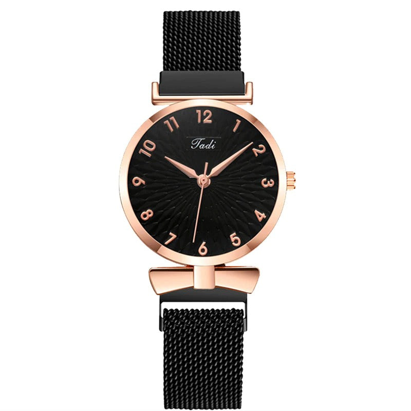 Casual Minimalist Bowknot Case with Stainless Steel Mesh Band Quartz Watches