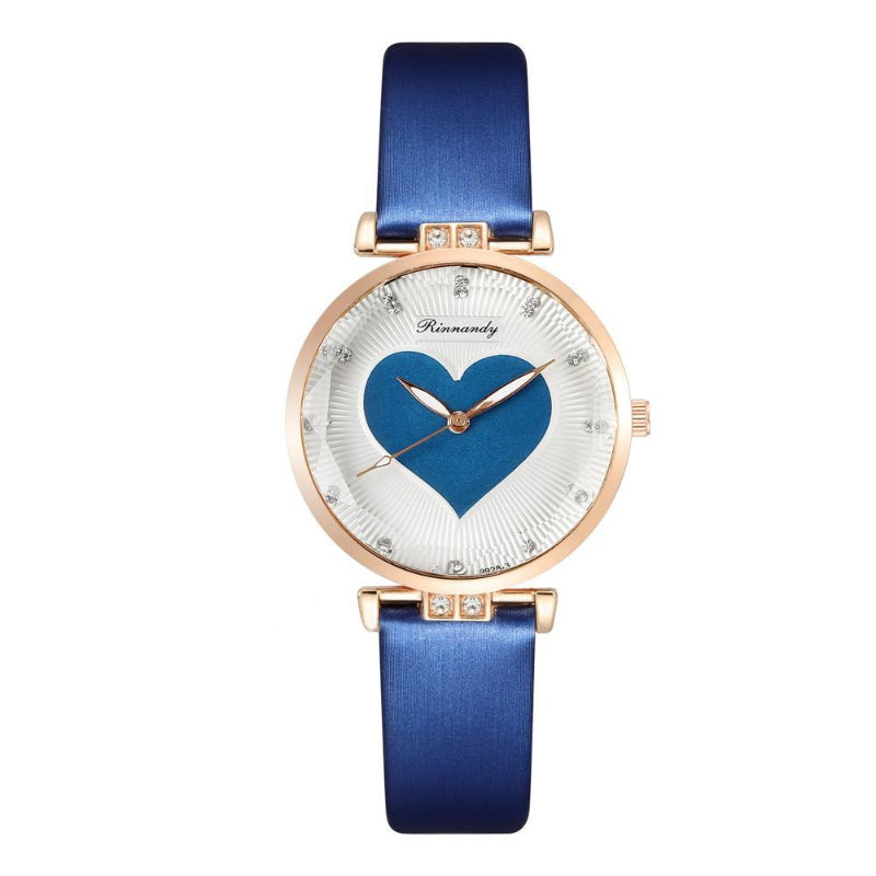 Romantic Love Heart Dial with Genuine Leather Strap Quartz Watches