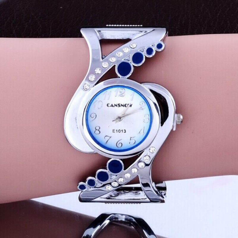 Unique Fashion Style with Rhinestone Embellished Bangle Bracelet Quartz Watches