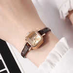 Cute Vintage Square Case with Thin Vegan Leather Band Quartz Watches