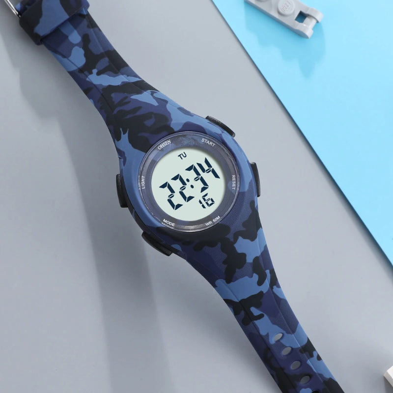 Colorful LED Display Waterproof Digital Sports Watches for Kids