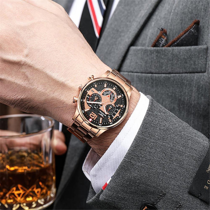 Men's Business and Leisure Stainless Steel Chronograph Watches