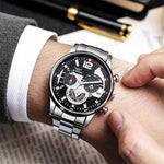 Men's Business and Leisure Stainless Steel Chronograph Watches