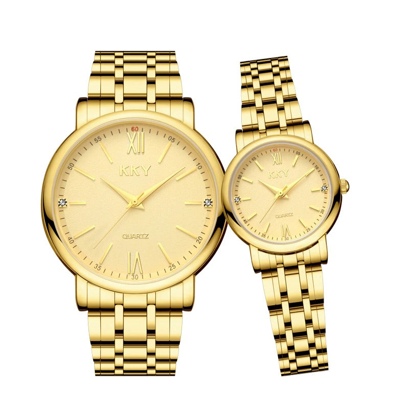 Full Steel Luxurious Couple's Classic Style Quartz Watches