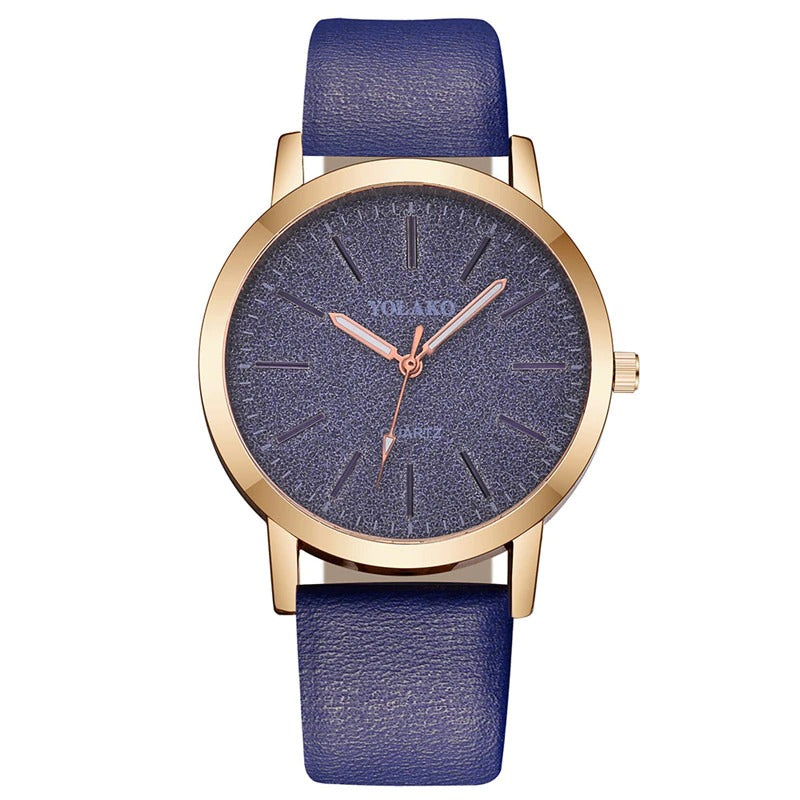 Brilliant Starry Sky Round Simple Dial with Vegan Leather Band Quartz Watches